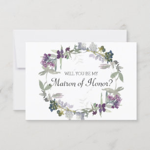 Will You Be My Matron of Honour Watercolor Lavende