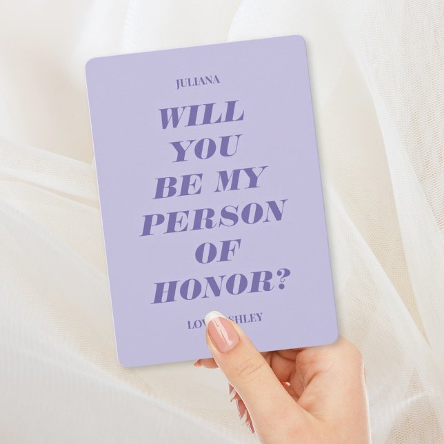 Will You Be My Person of Honour? Modern Lavender Invitation (Creator Uploaded)