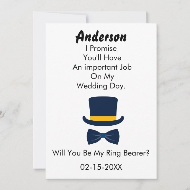 Will You Be My Ring Bearer classic Style Invitation (Front)