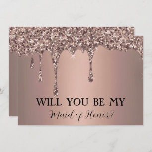 Will You Be My Rose Gold Sparkle Glitter Drips Save The Date