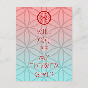 will you be my sacred flower girl? invitation postcard