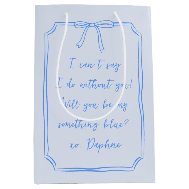 Will You Be My Something Blue Coquette Elegant Medium Gift Bag (Front)