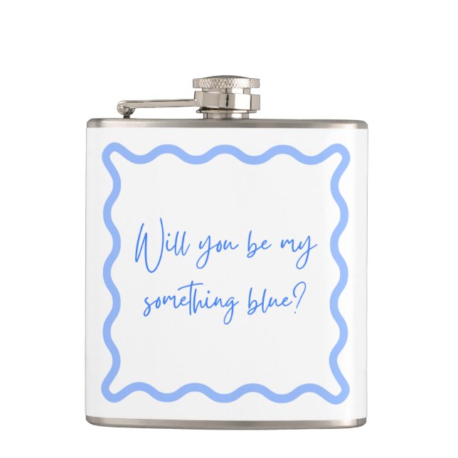 "Will you be my something blue?" Proposal Flask (Front)
