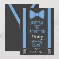 Will You Be My Usher - Blue Tie Braces