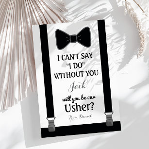 Will You Be My Usher - Tuxedo Tie Braces Invitation