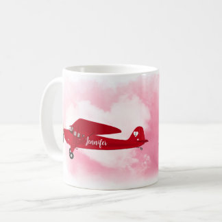 Will You Be My Valentine Aeroplane Pink Heart Clou Coffee Mug
