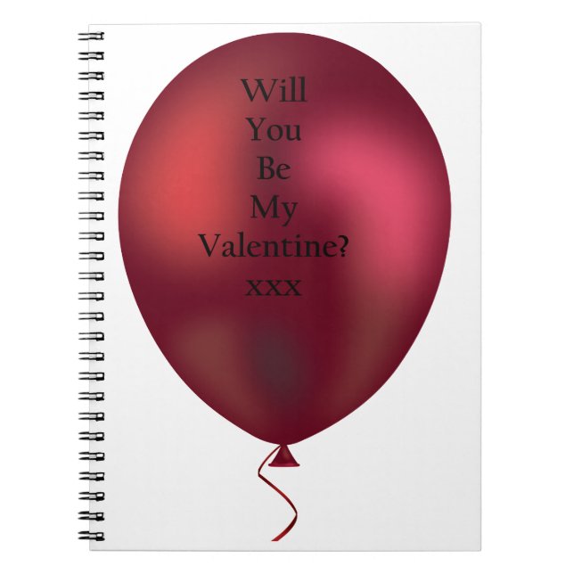 will you be my valentine balloon notebook (Front)