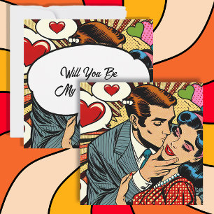Will You Be My Valentine? Cute Retro  Holiday Card