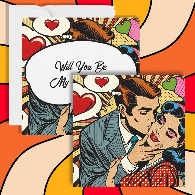 Will You Be My Valentine? Cute Retro  Holiday Card (Creator Uploaded)