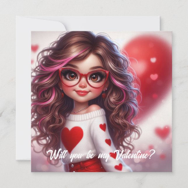 Will you be my Valentine cute sassy girl Holiday Card (Front)