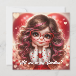Will you be my Valentine cute sassy girl Holiday Card
