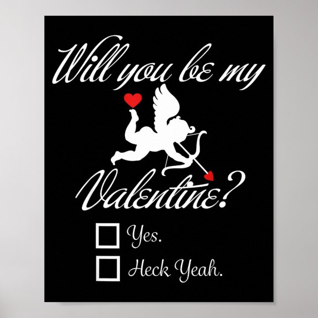 Will You Be My Valentine Funny Heart Cud V-day  Poster (Front)