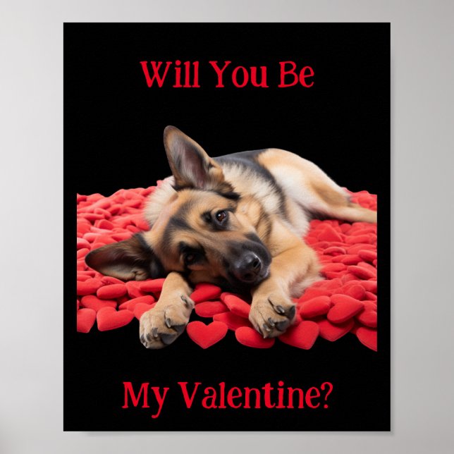 Will You Be My Valentine German Shepherd  Poster (Front)