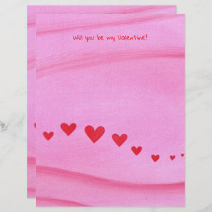 Will you be my Valentine, heart themed stationery Custom Letterhead