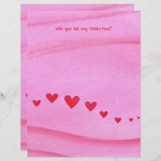 Will you be my Valentine, heart themed stationery Custom Letterhead