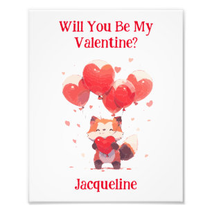 Will you be my Valentine Kawaii Red Panda Poster