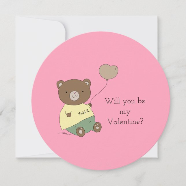 Will You Be My Valentine Pink  Holiday Card (Front)
