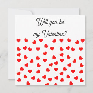 Will you be my Valentine? Playful Red Hearts  Holiday Card