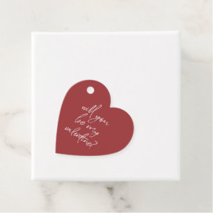 Will You Be My Valentine Red Heart Gift Favour Tags