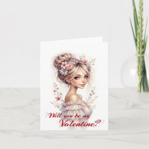 Will You Be My Valentine – Romantic Art Print Thank You Card