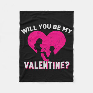Will You Be My Valentine Romantic Couples Proposal Fleece Blanket