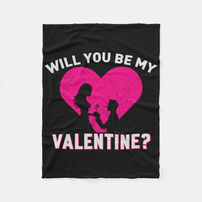 Will You Be My Valentine Romantic Couples Proposal Fleece Blanket (Front)