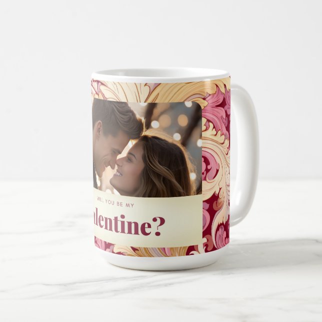 Will you Be My Valentine Romantic Photo Valentine Coffee Mug (Front Right)