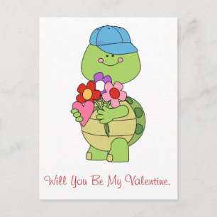 Will You Be My Valentine Turtle Holiday Postcard