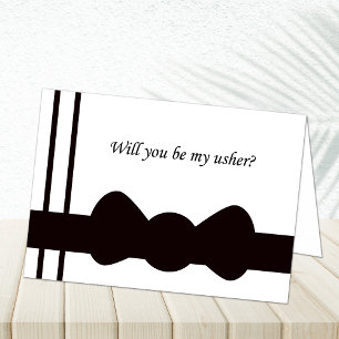 Will you be my wedding usher black bow tie card