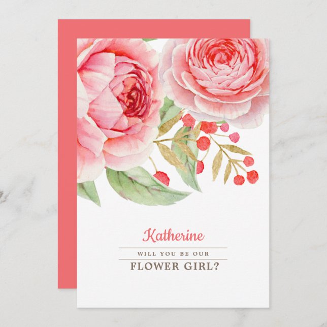 Will you be our Flower Girl? Invitation Card (Front/Back)