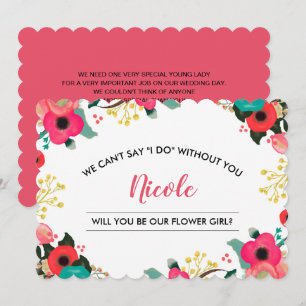 Will you be our Flower Girl? Modern Floral Invitation