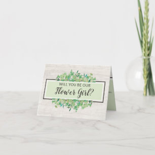 Will You Be Our Flower Girl? Rustic Wood Botanical Card