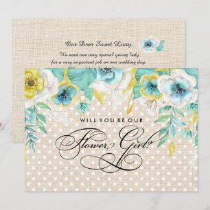 Will you be our Flower Girl? Watercolor Floral Invitation