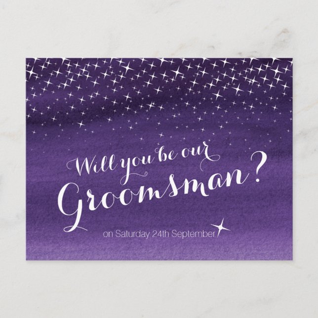 Will you be our groomsman starry sky wedding announcement postcard (Front)