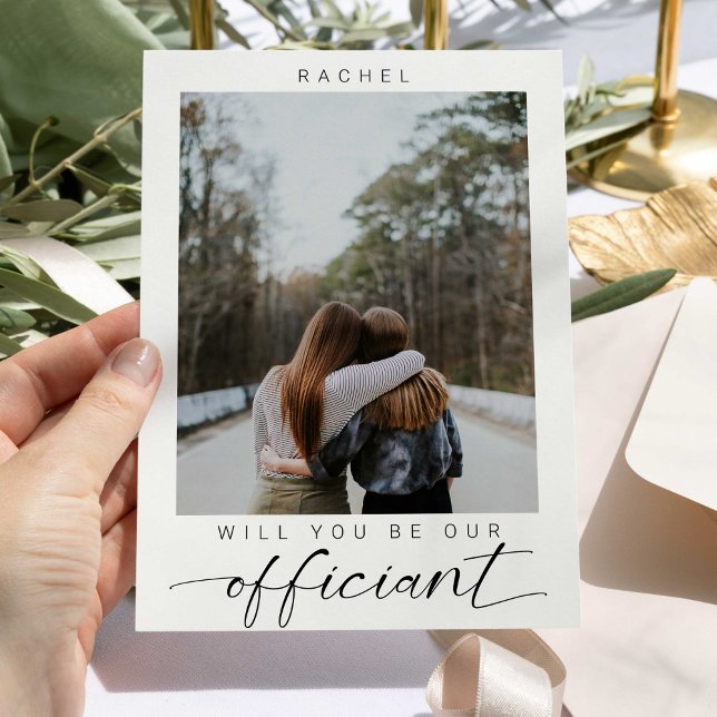 Will you be our Officiant Minimal Photo Modern Invitation (Creator Uploaded)