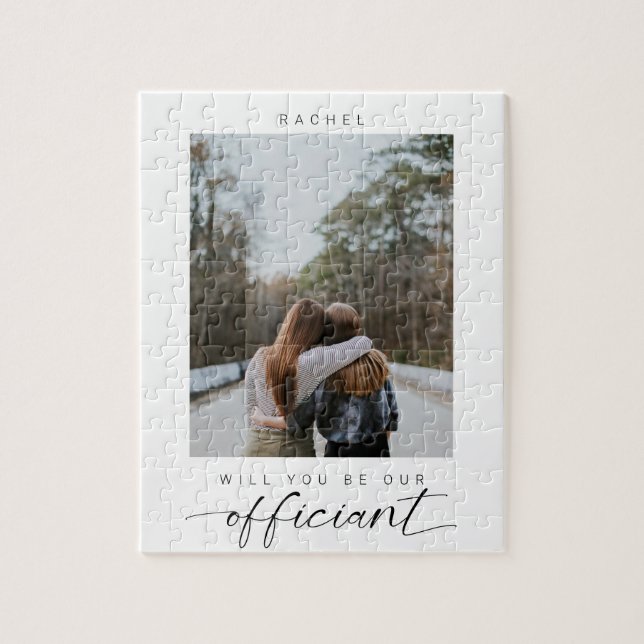 Will you be our Officiant Minimal Photo Modern Jigsaw Puzzle (Vertical)
