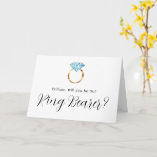 Will You Be Our Ring Bearer Blue Diamond Ring Card