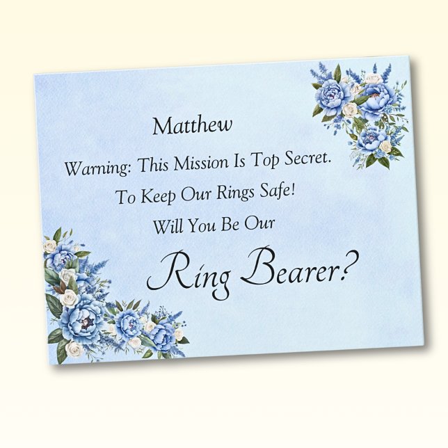 Will You Be Our Ring Bearer?  Blue Peony Card (Creator Uploaded)