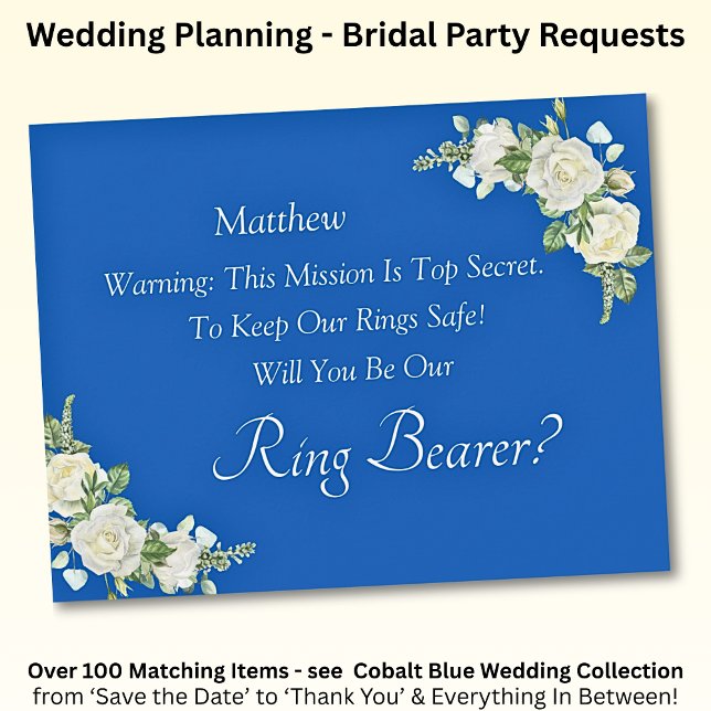 Will You Be Our Ring Bearer?  Cobalt Blue & White  (Creator Uploaded)