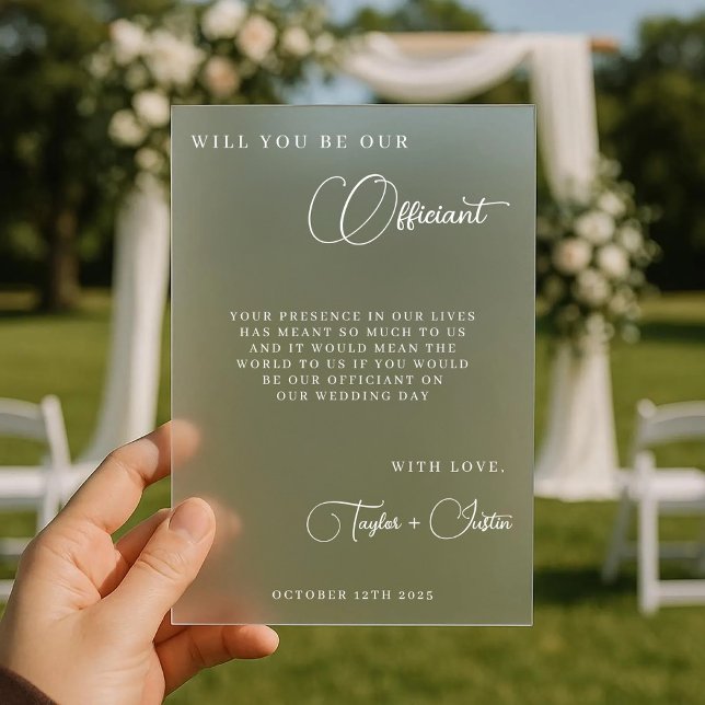 Will You Be Our Wedding Officiant Proposal Simple Acrylic Invitations (Creator Uploaded)