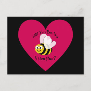 Will You Bee Mine? Red Heart Postcard
