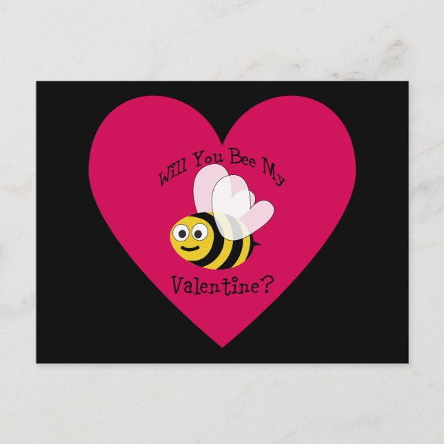 Will You Bee Mine? Red Heart Postcard (Front)