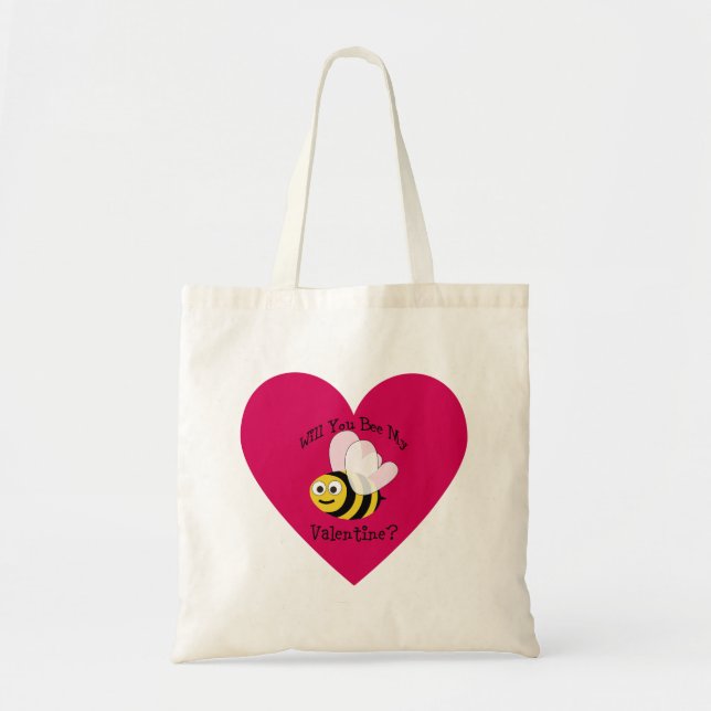Will You Bee Mine? Red Heart Tote Bag (Front)
