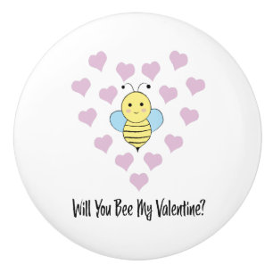 Will You Bee My Valentine Ceramic Knob