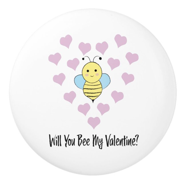 Will You Bee My Valentine Ceramic Knob (Front)