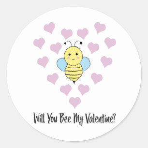 Will You Bee My Valentine Classic Round Sticker