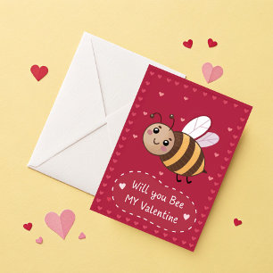 Will you 'Bee' my Valentine Cute Valentines Day Holiday Card