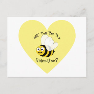 Will You Bee My Valentine? Holiday Postcard