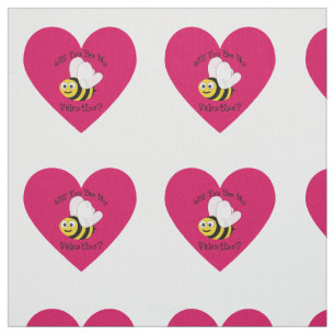 Will You Bee My Valentine Red Heart Fabric