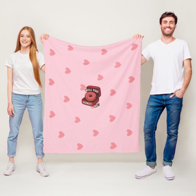 Will You Doughnut Me? Cute Doughnut Proposal Desig Fleece Blanket (In Situ)